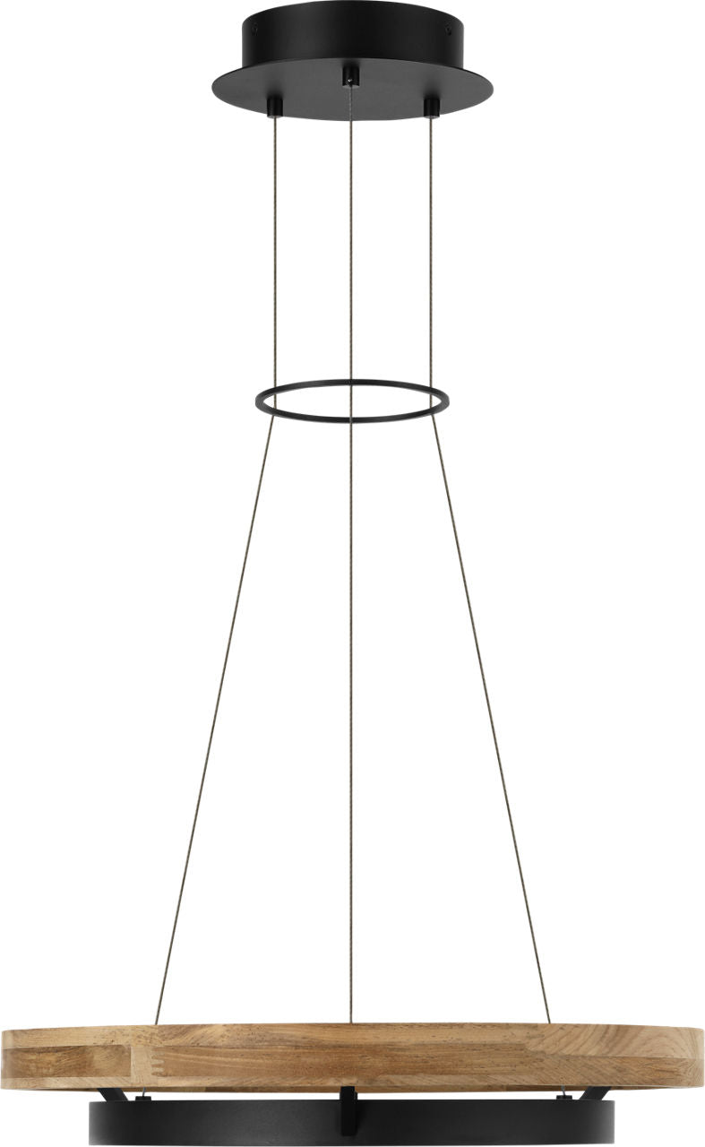 Grace 24 Outdoor Chandelier textured Black and teak wood 3000K 90 CRI