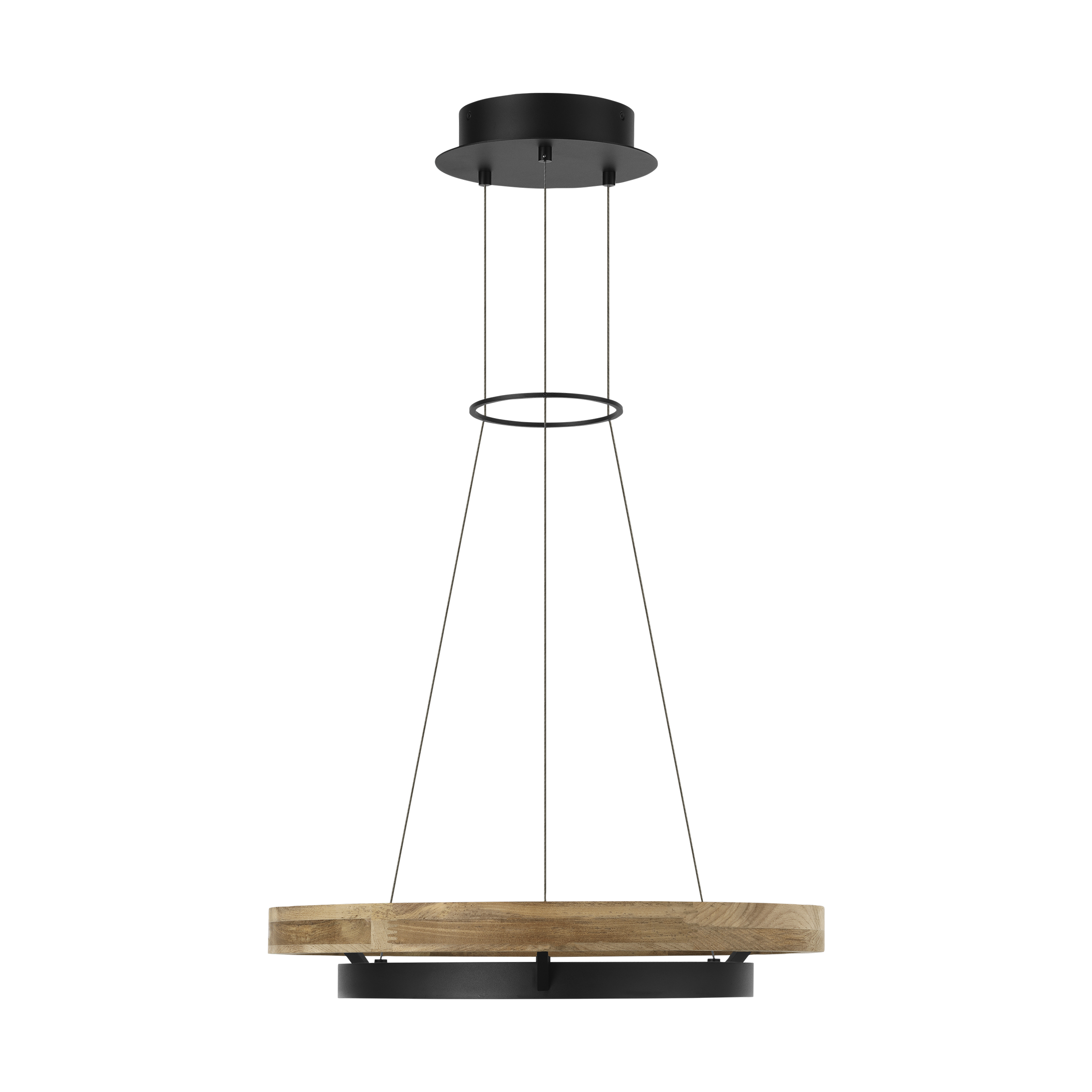 Grace 24 Outdoor Chandelier textured Black and teak wood 3000K 90 CRI
