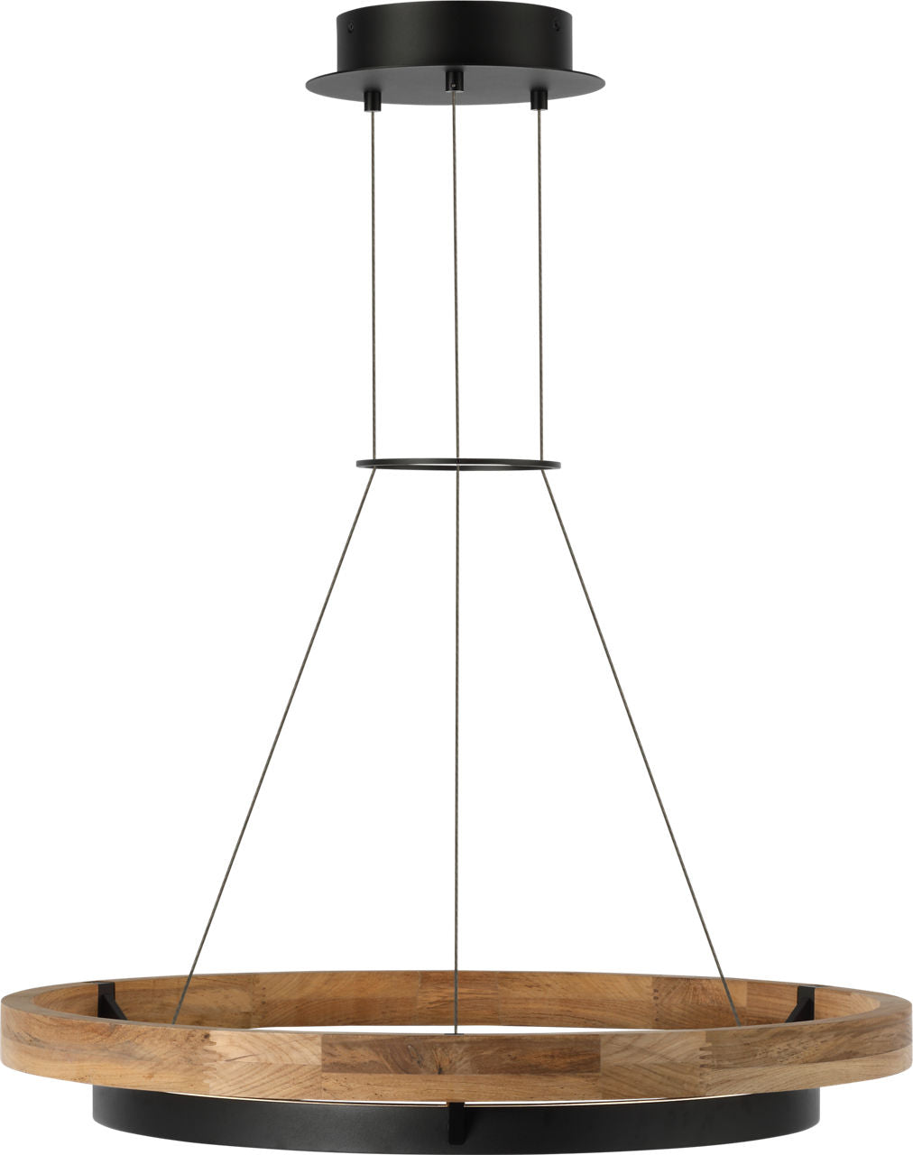 Grace 30 Outdoor Chandelier textured Black and teak wood 3000K 90 CRI