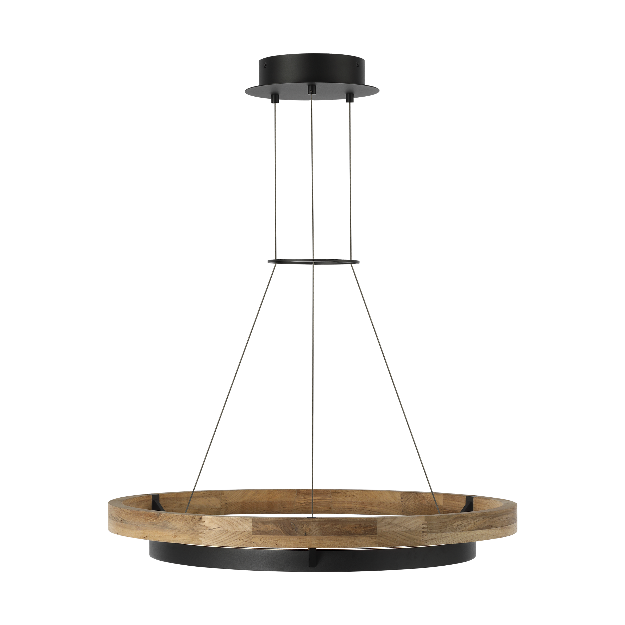 Grace 30 Outdoor Chandelier textured Black and teak wood 3000K 90 CRI