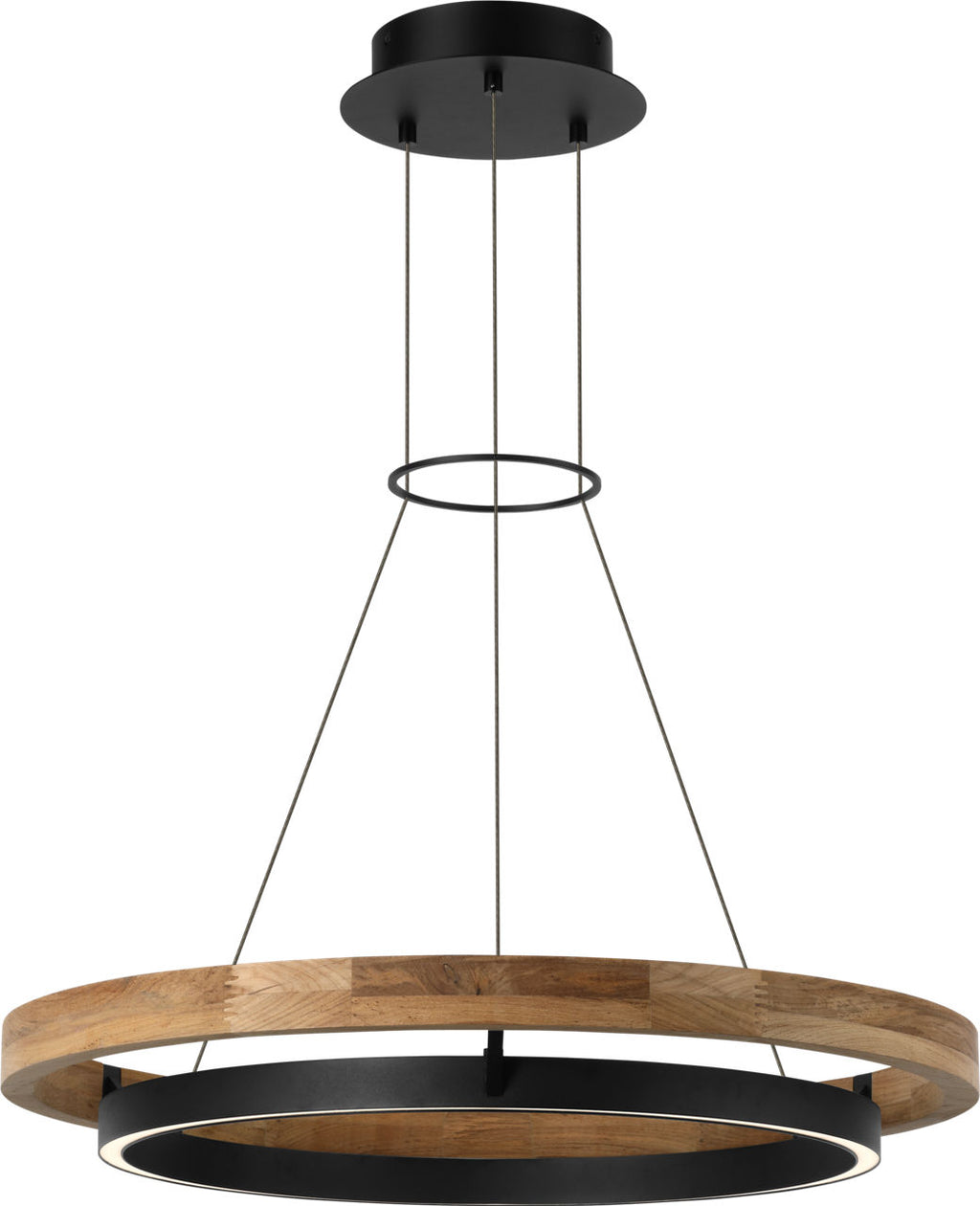 Grace 30 Outdoor Chandelier textured Black and teak wood 3000K 90 CRI