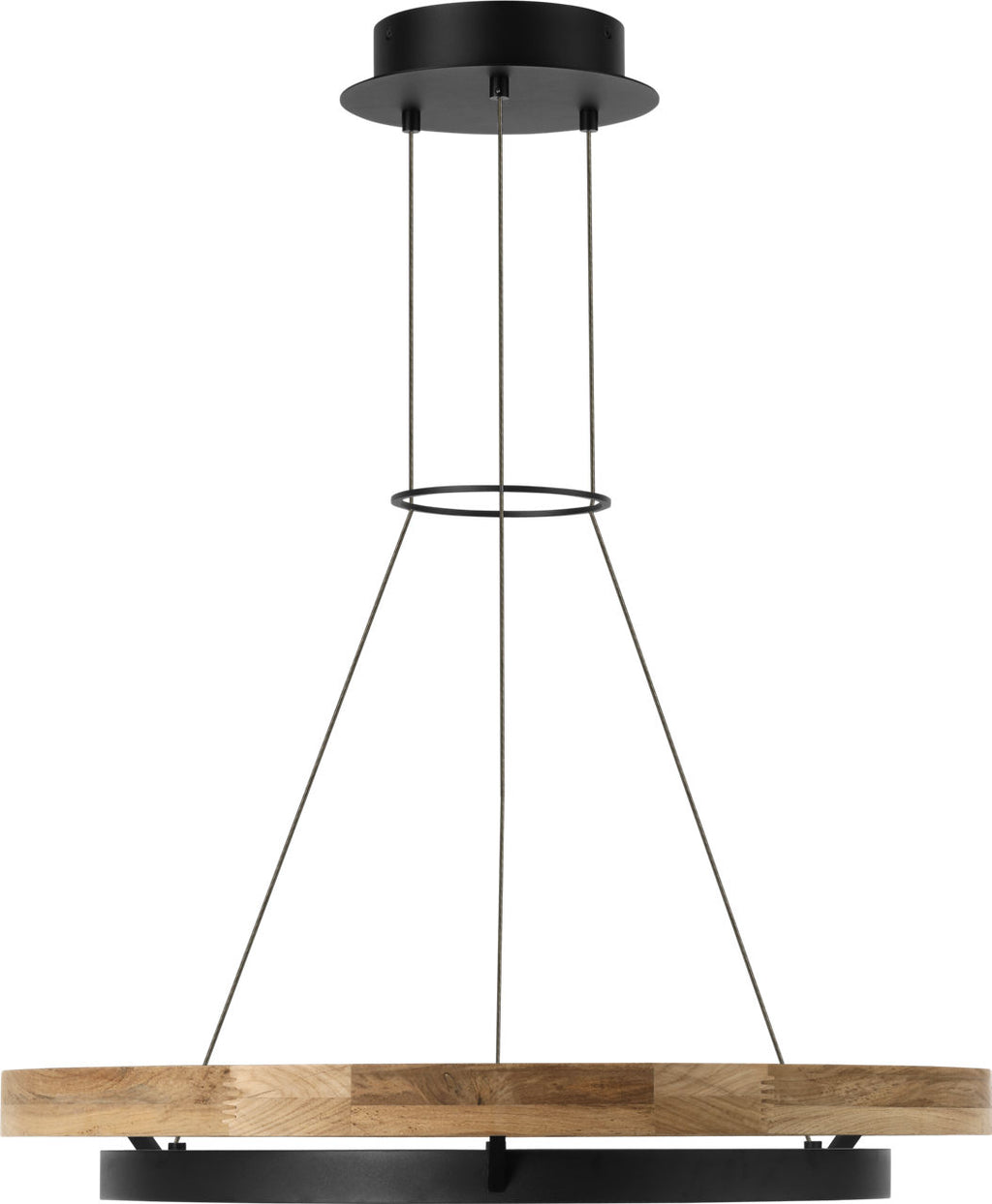 Grace 30 Outdoor Chandelier textured Black and teak wood 3000K 90 CRI