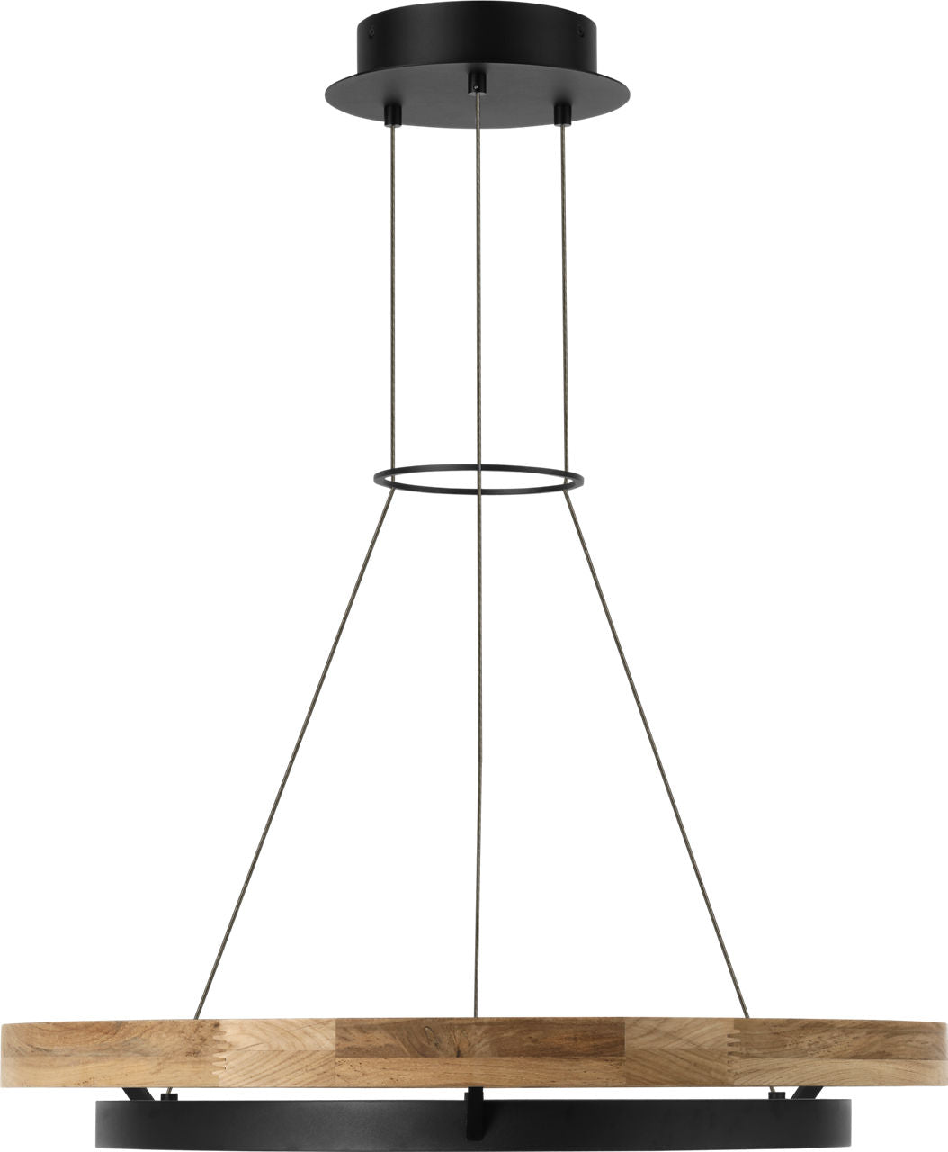 Grace 30 Outdoor Chandelier textured Black and teak wood 3000K 90 CRI