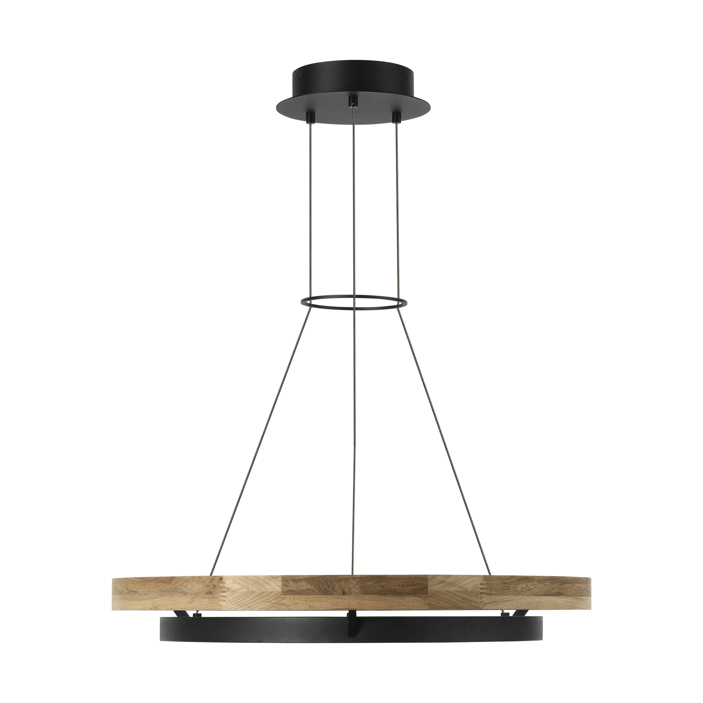 Grace 30 Outdoor Chandelier textured Black and teak wood 3000K 90 CRI