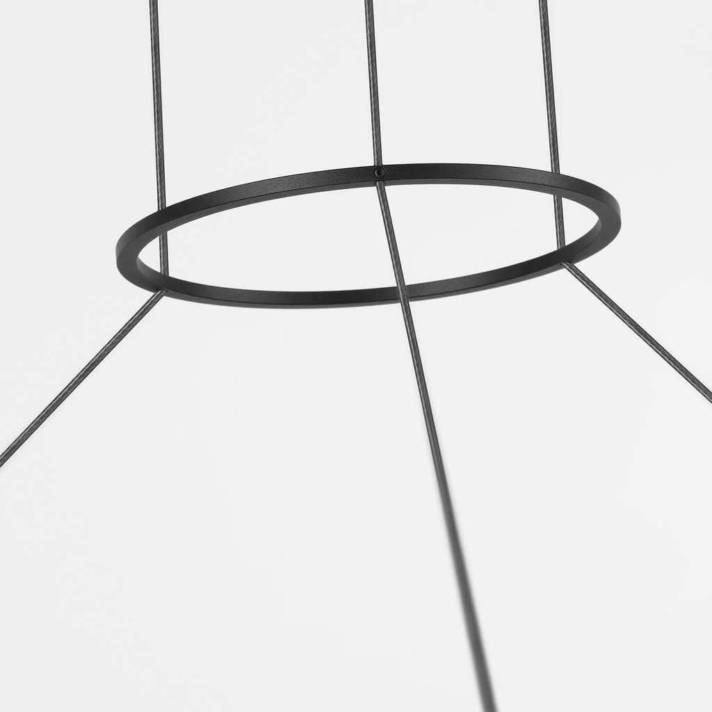 Grace 48 Outdoor Chandelier textured Black and teak wood 3000K 90 CRI