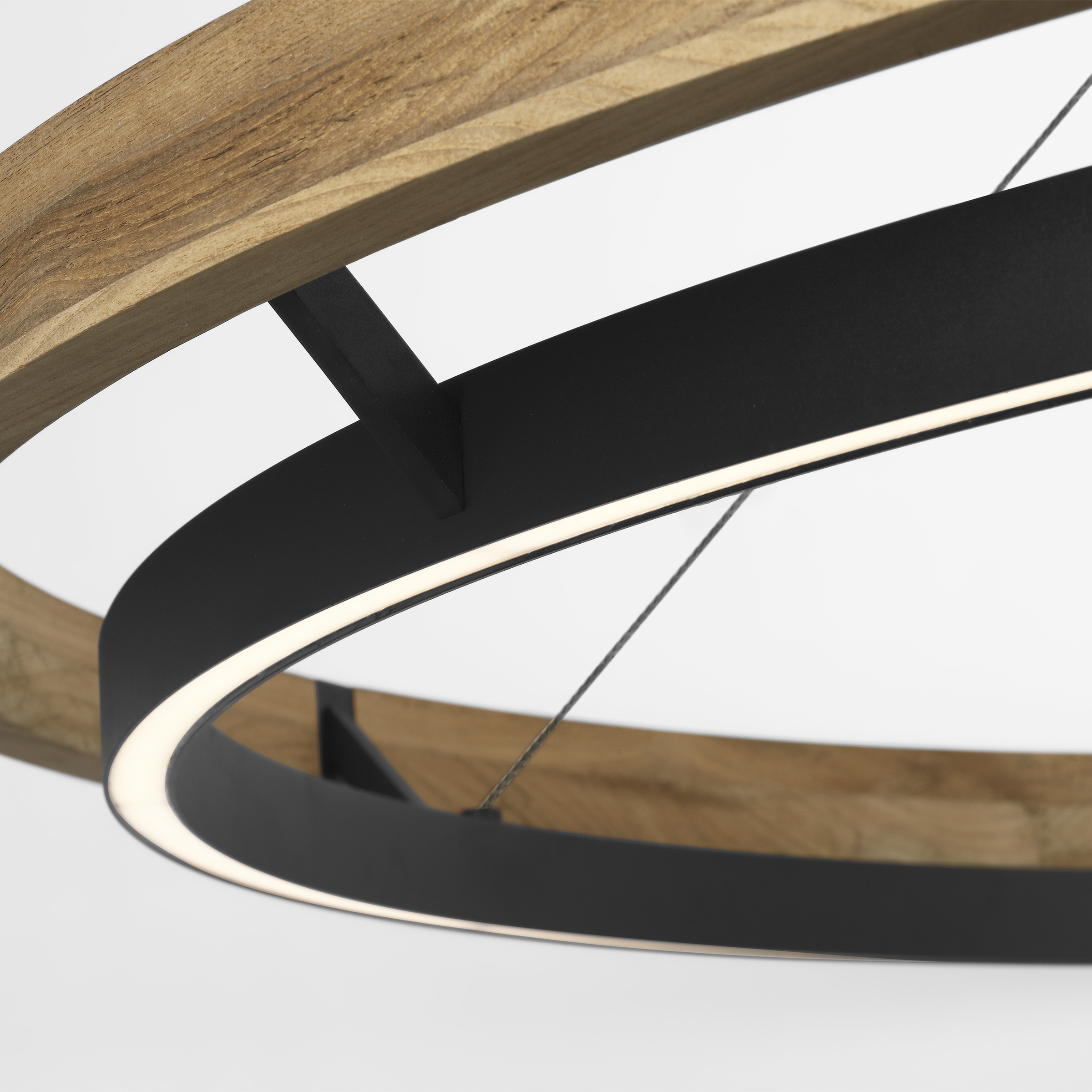 Grace 65 Outdoor Chandelier textured Black and teak wood 3000K 90 CRI