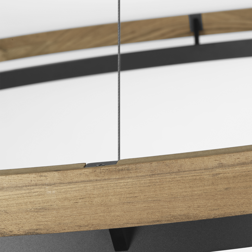 Grace 65 Outdoor Chandelier textured Black and teak wood 3000K 90 CRI