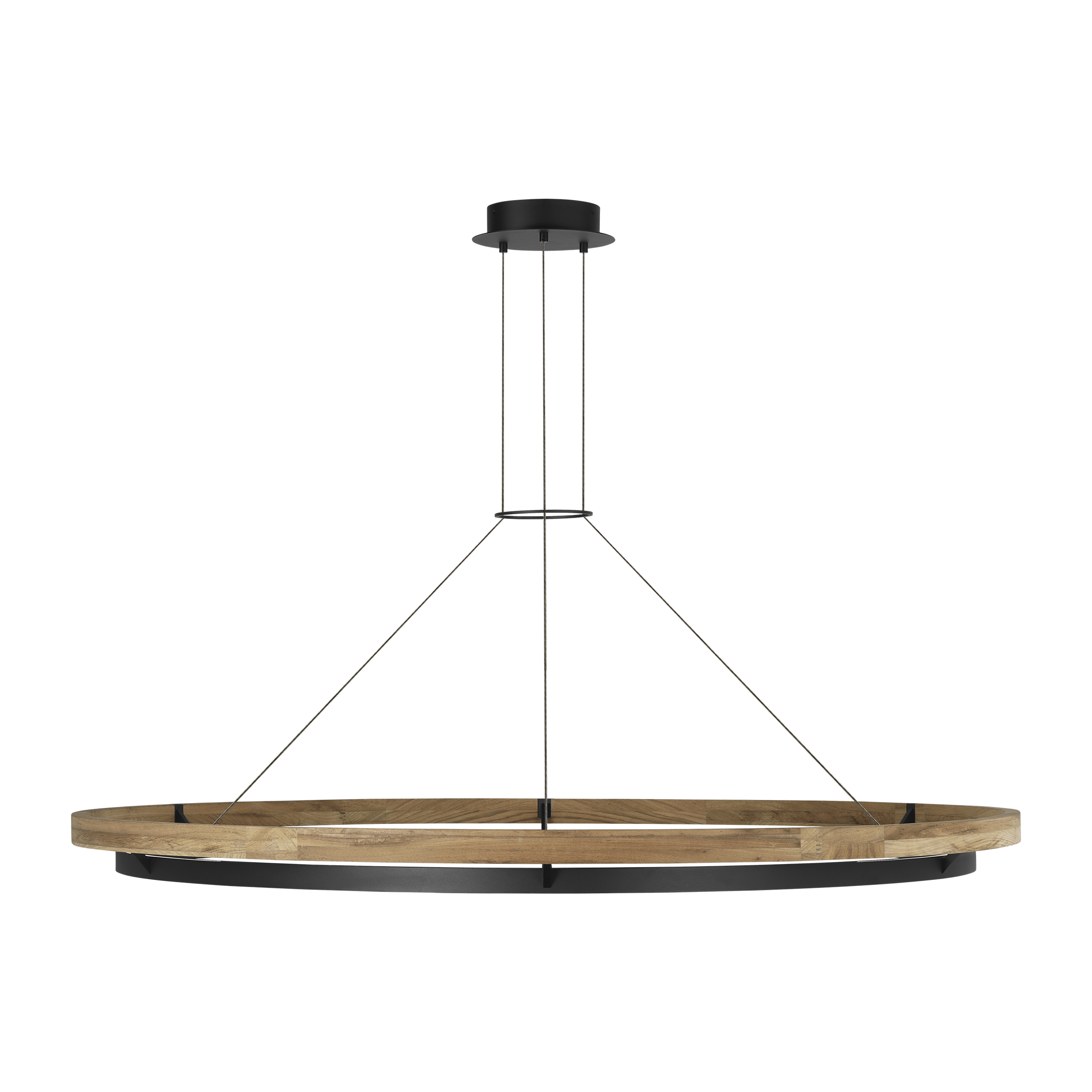 Grace 65 Outdoor Chandelier textured Black and teak wood 3000K 90 CRI