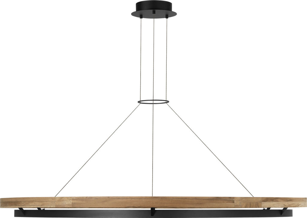 Grace 65 Outdoor Chandelier textured Black and teak wood 3000K 90 CRI