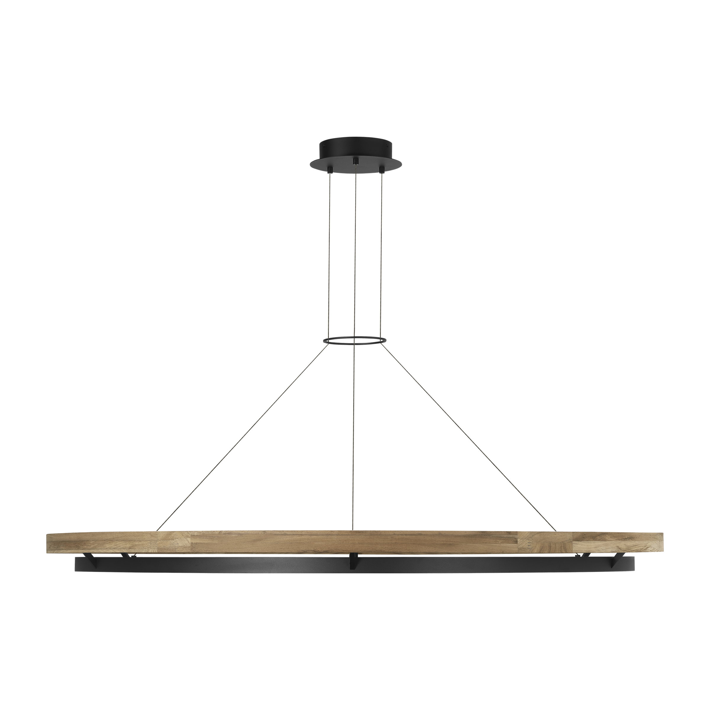 Grace 65 Outdoor Chandelier textured Black and teak wood 3000K 90 CRI