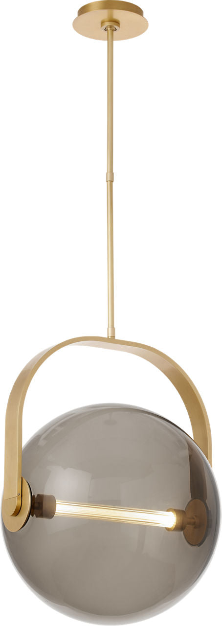 Fues Large Pendant Transparent Smoke Natural Brass 2700K 90 CRI