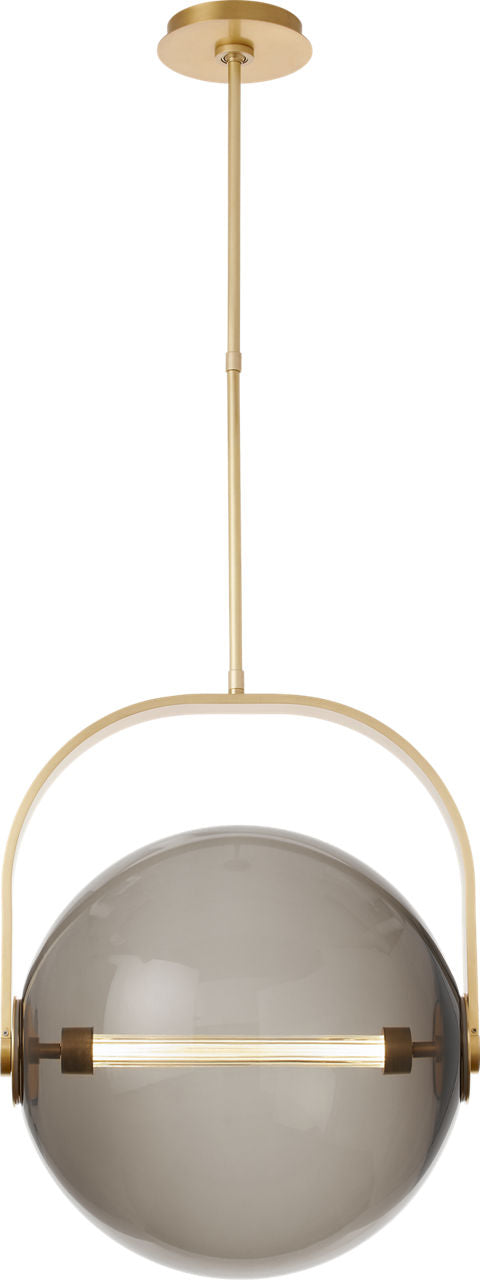 Fues Large Pendant Transparent Smoke Natural Brass 2700K 90 CRI