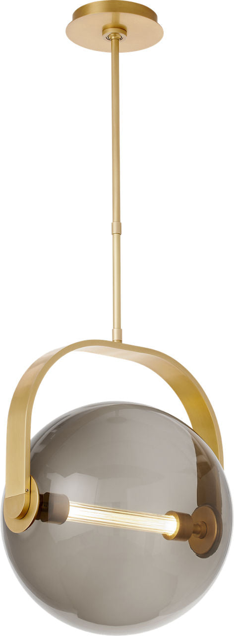 Fues Medium Pendant Transparent Smoke Natural Brass 2700K 90 CRI