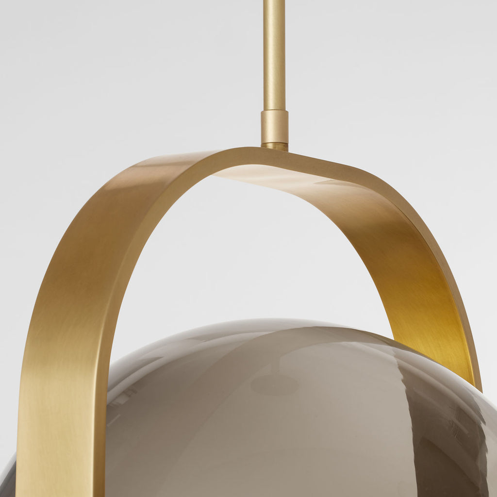 Fues Medium Pendant Transparent Smoke Natural Brass 2700K 90 CRI