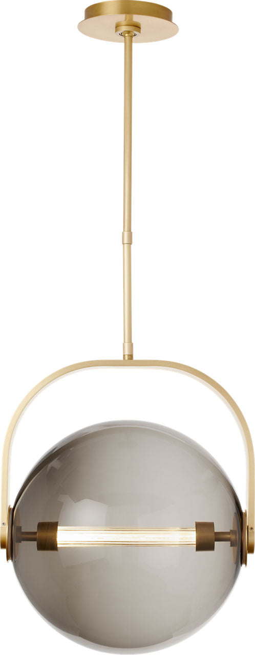Fues Medium Pendant Transparent Smoke Natural Brass 2700K 90 CRI