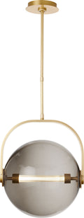 Fues Medium Pendant Transparent Smoke Natural Brass 2700K 90 CRI