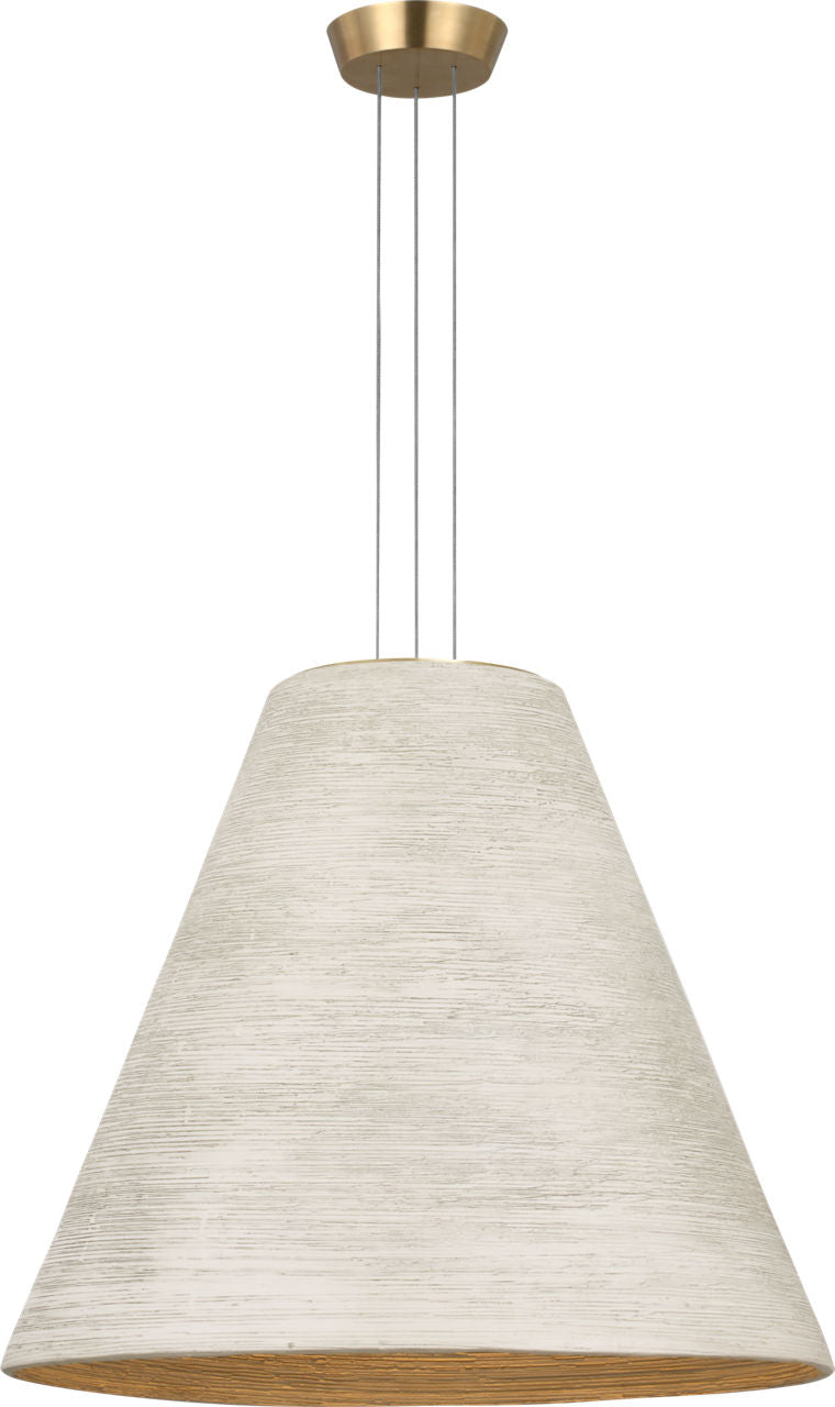 Karam Tapered Large Pendant Cream Natural Brass 2700K 90 CRI