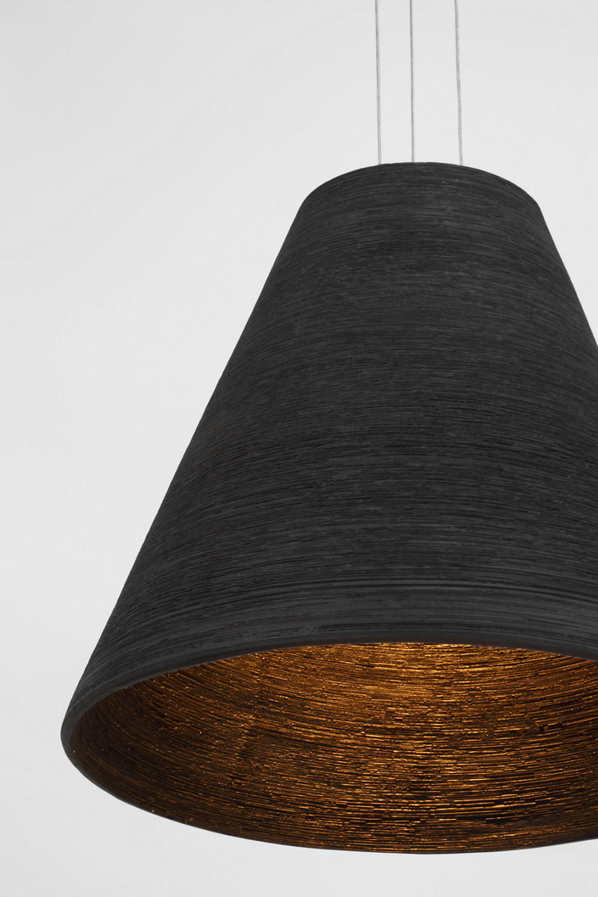 Karam Tapered Medium Pendant Black Natural Brass 2700K 90 CRI