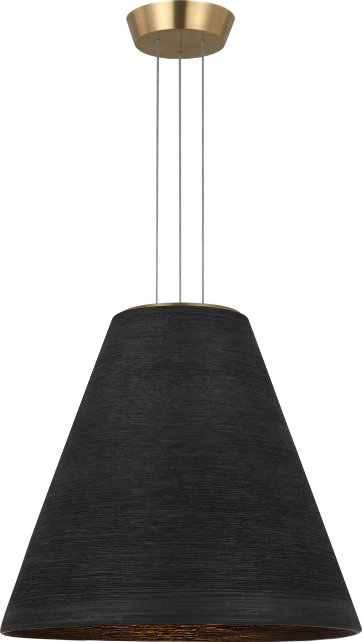 Karam Tapered Medium Pendant Black Natural Brass 2700K 90 CRI