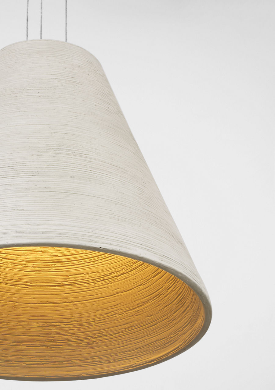 Karam Tapered Medium Pendant Cream Natural Brass 2700K 90 CRI
