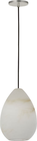 Alina Alabaster Small Pendant | Alabaster Polished Nickel Bulb Not Included