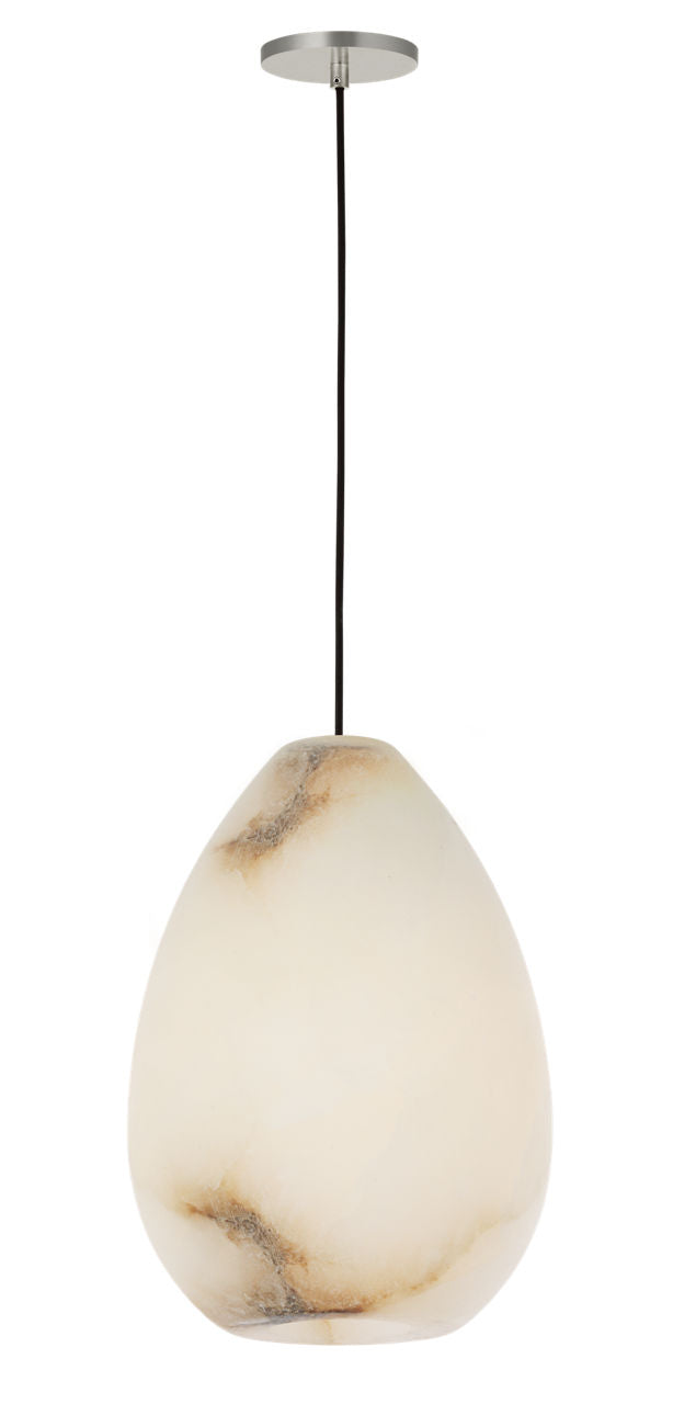 Alina Alabaster Small Pendant | Alabaster Polished Nickel Bulb Not Included