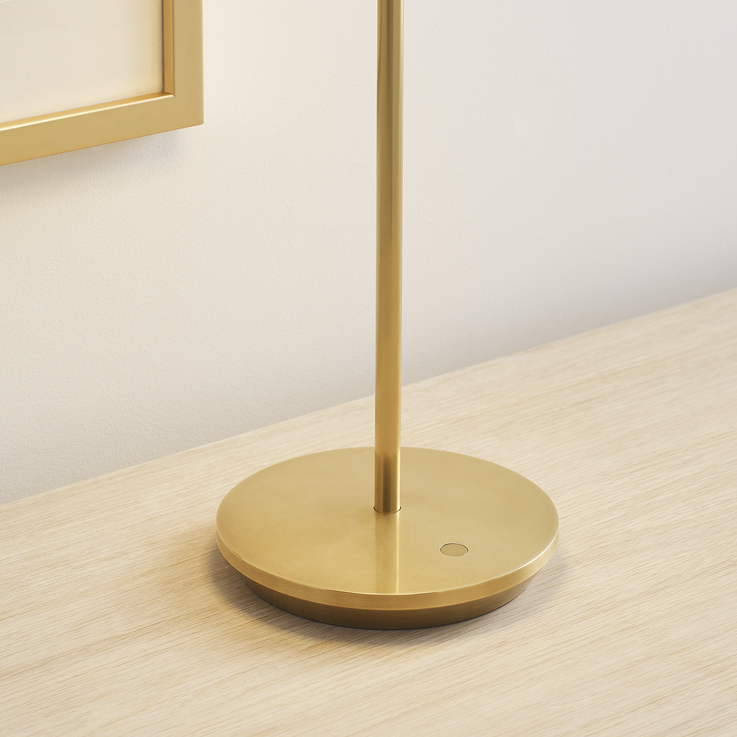 Nevis Accent Rechargeable Table Lamp Natural Brass 2700K 90 CRI wall charger included