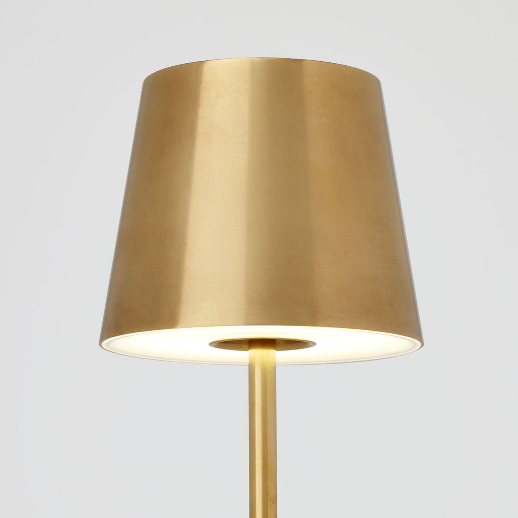 Nevis Accent Rechargeable Table Lamp Natural Brass 2700K 90 CRI wall charger included