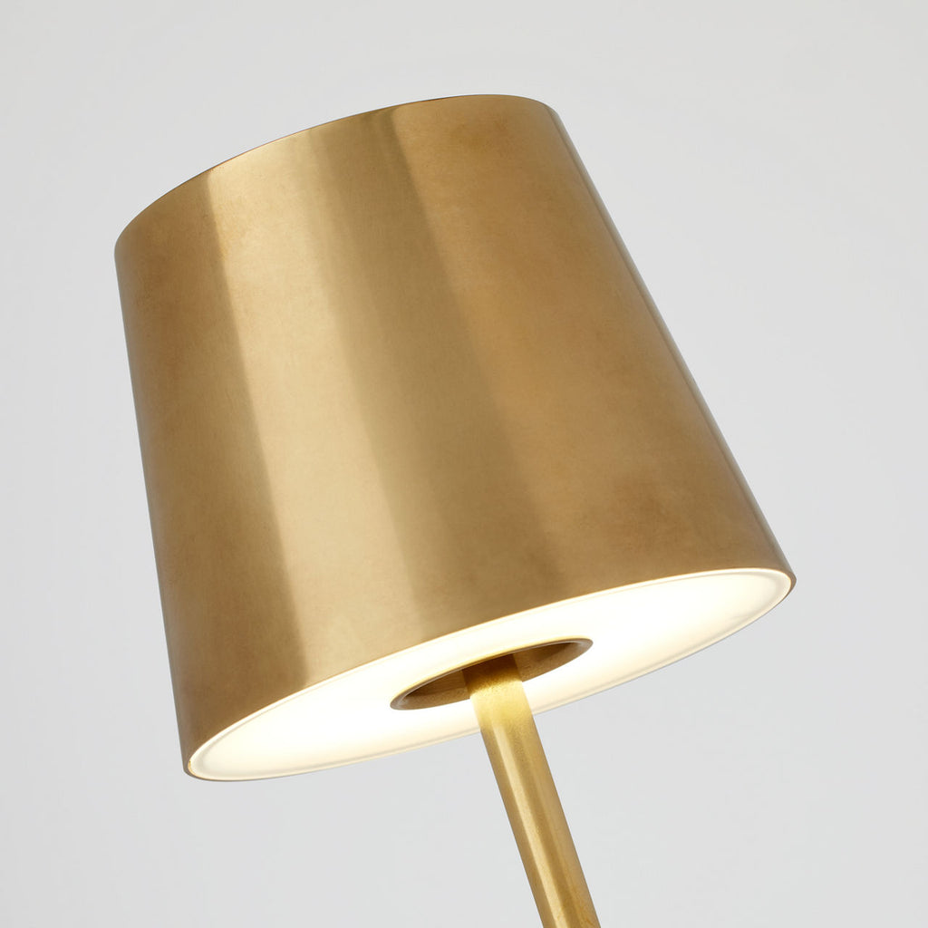 Nevis Accent Rechargeable Table Lamp Natural Brass 2700K 90 CRI wall charger included