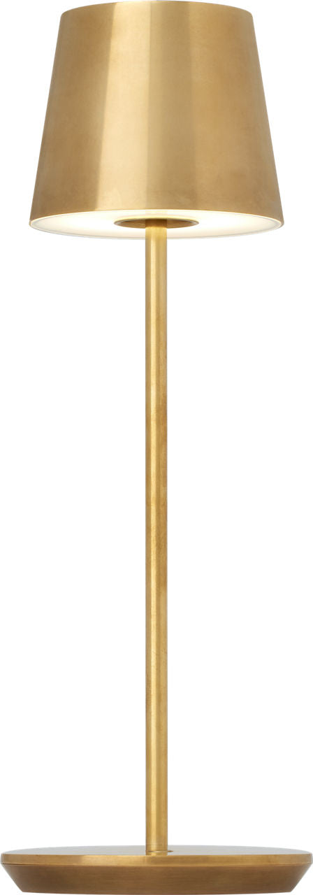 Nevis Accent Rechargeable Table Lamp Natural Brass 2700K 90 CRI wall charger included