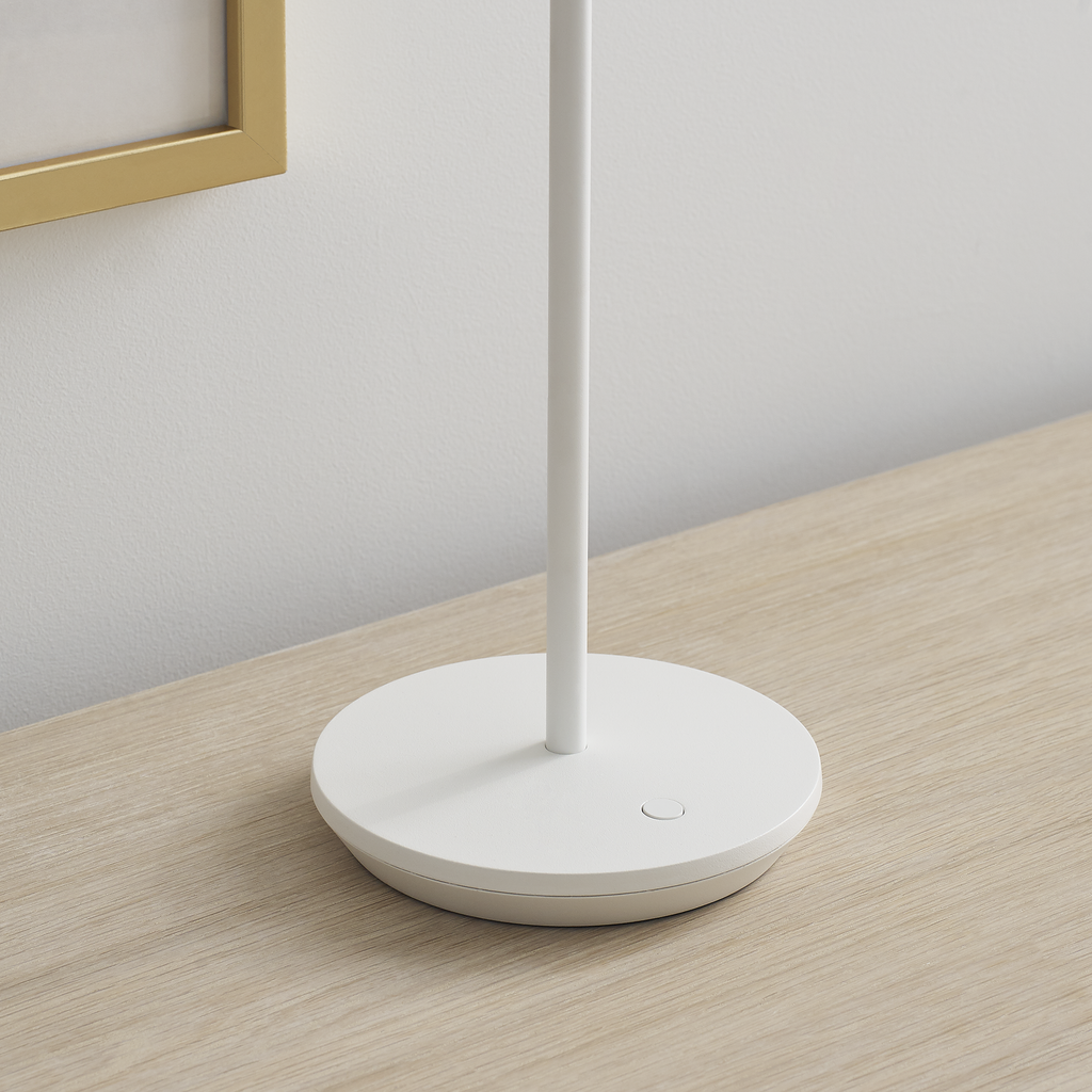 Nevis Accent Rechargeable Table Lamp matte White 2700K 90 CRI wall charger included