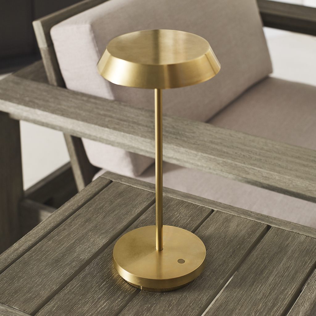 Tepa Accent Rechargeable Table Lamp Natural Brass 2700K 90 CRI wall charger included