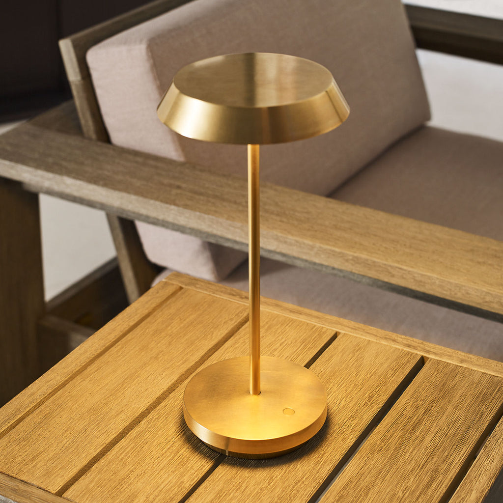 Tepa Accent Rechargeable Table Lamp Natural Brass 2700K 90 CRI wall charger included
