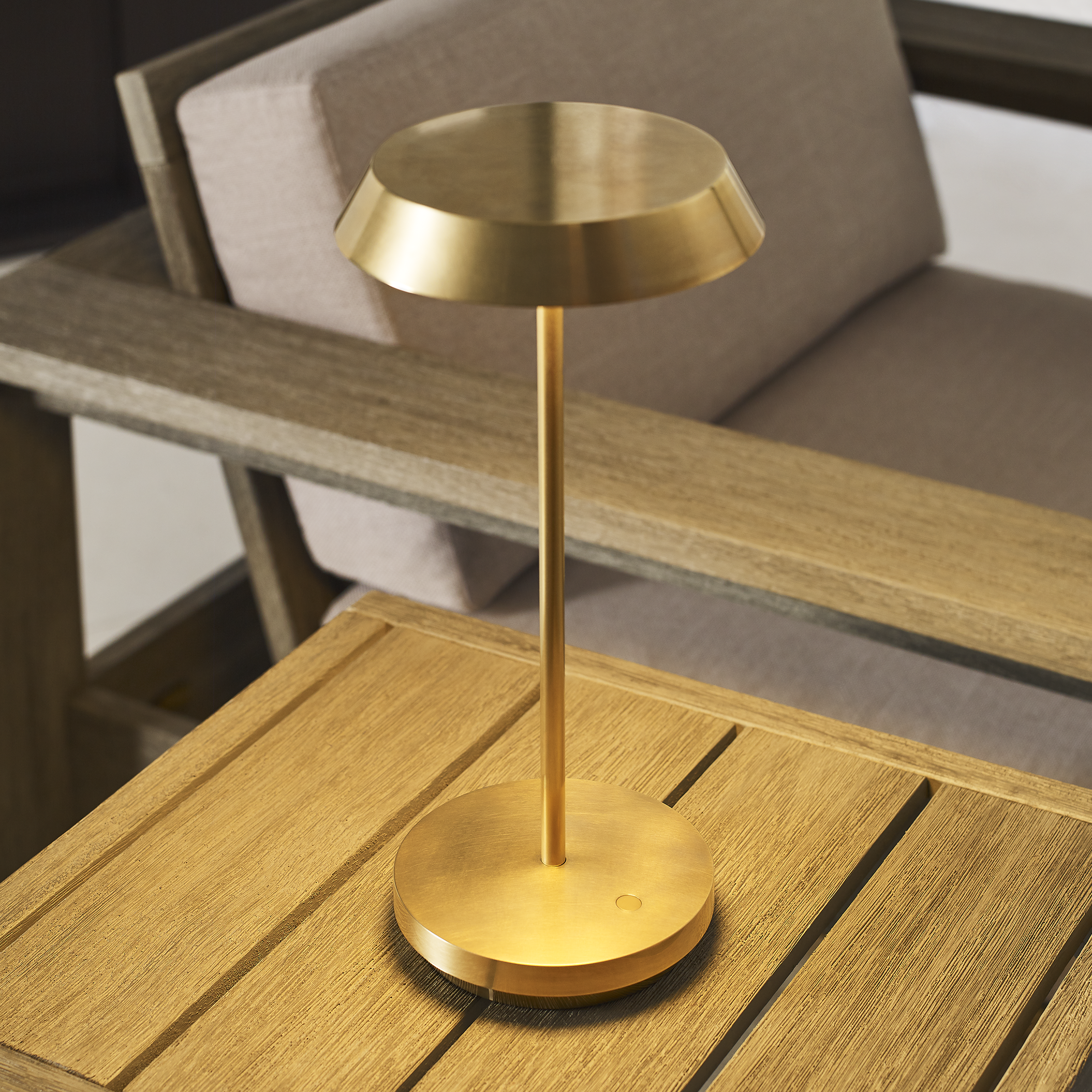 Tepa Accent Rechargeable Table Lamp Natural Brass 2700K 90 CRI wall charger included