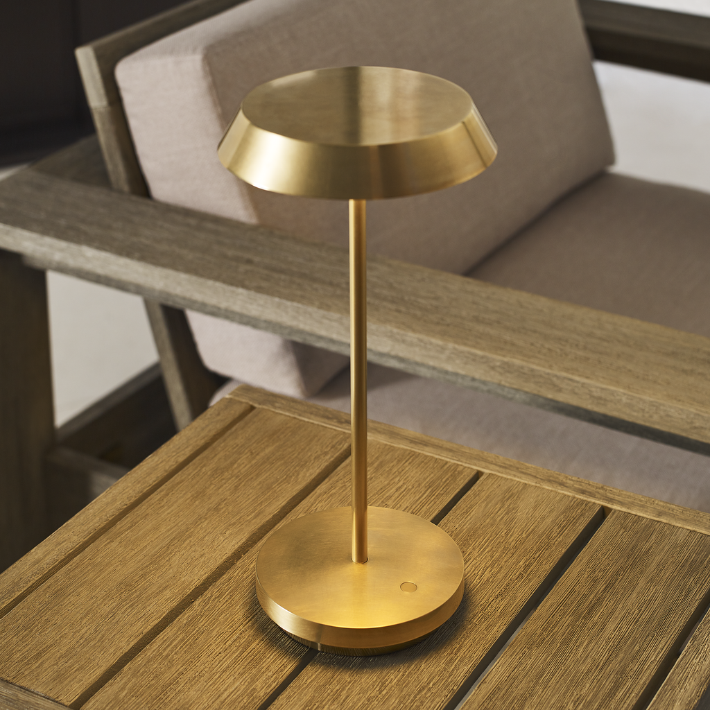 Tepa Accent Rechargeable Table Lamp Natural Brass 2700K 90 CRI wall charger included