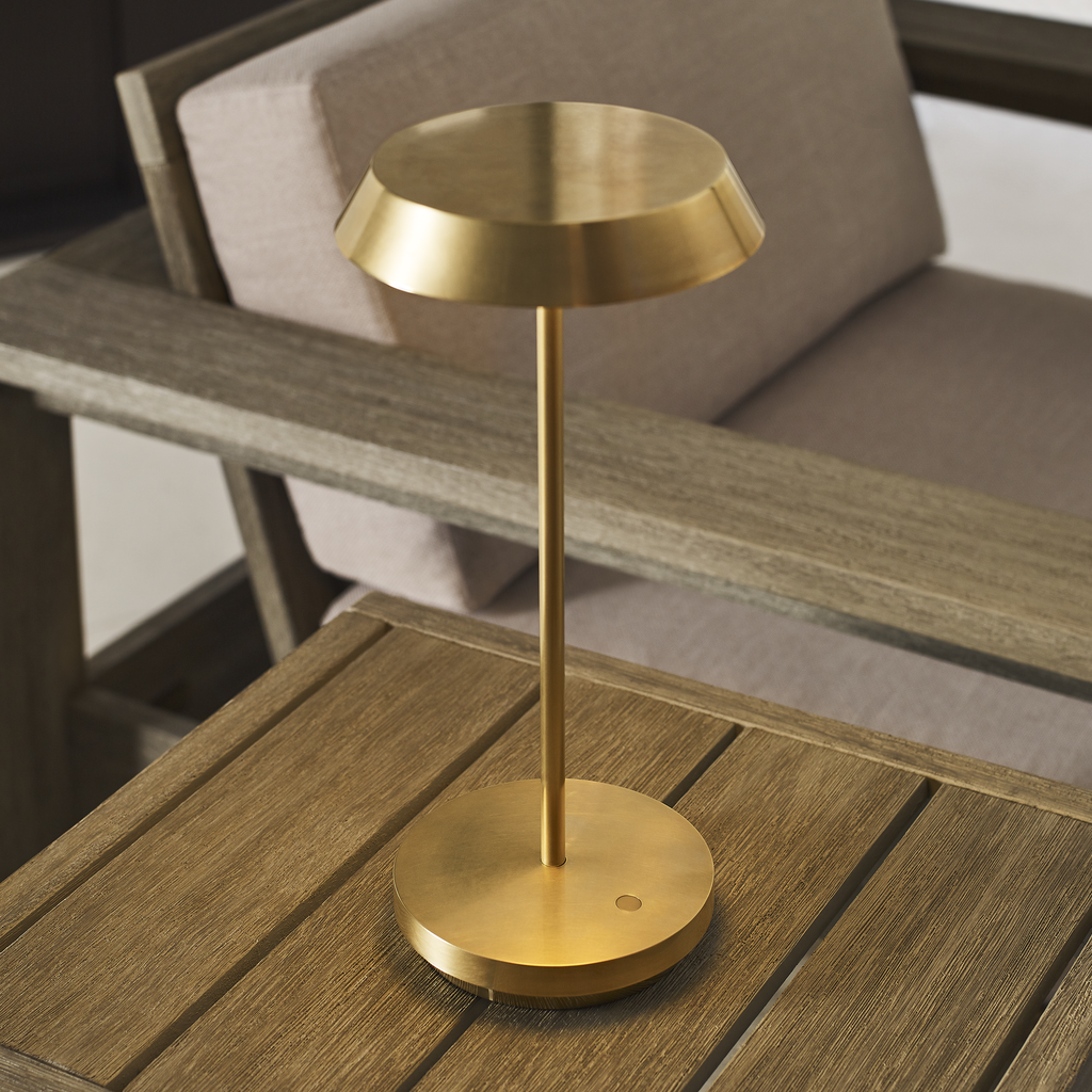 Tepa Accent Rechargeable Table Lamp Natural Brass 2700K 90 CRI wall charger included