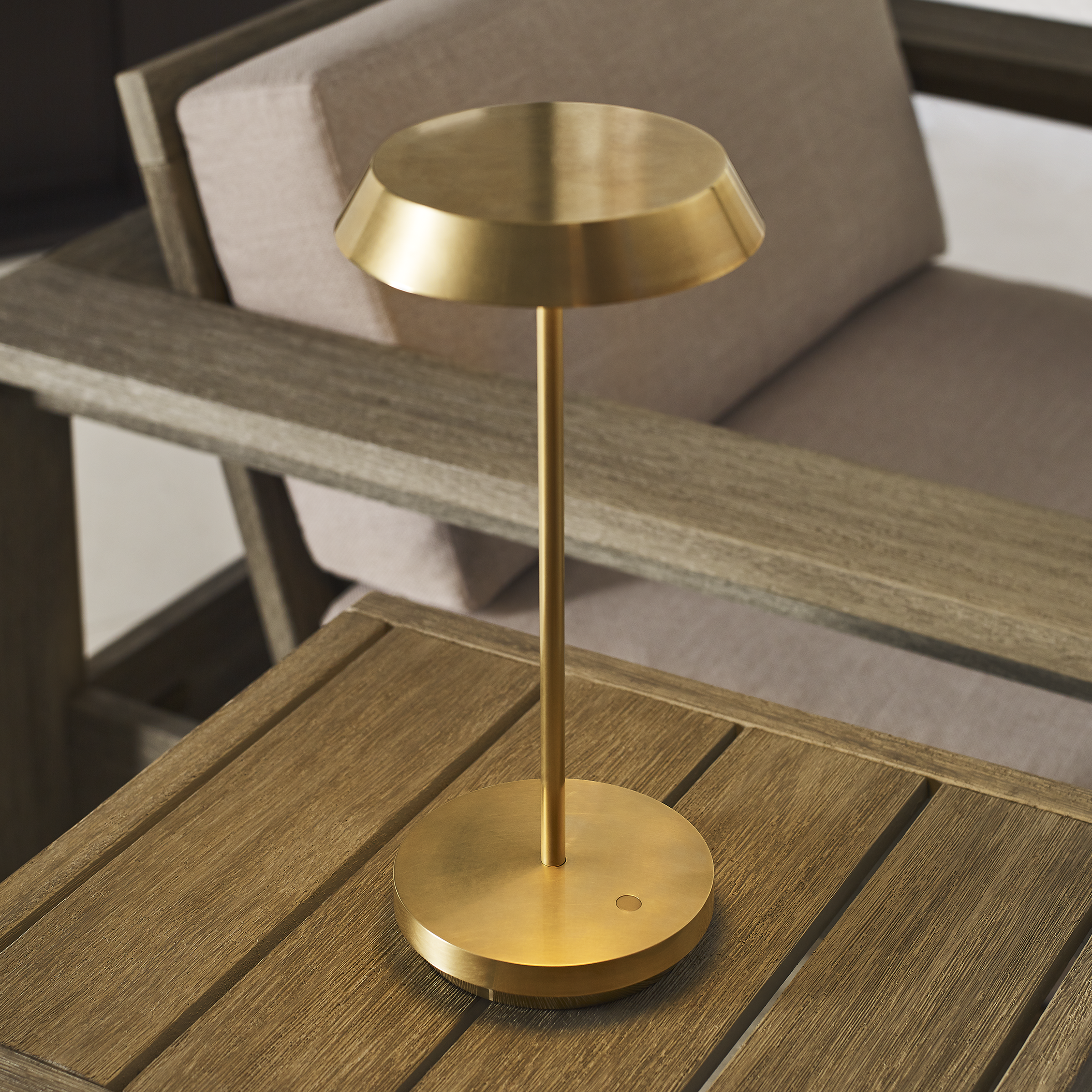 Tepa Accent Rechargeable Table Lamp Natural Brass 2700K 90 CRI wall charger included