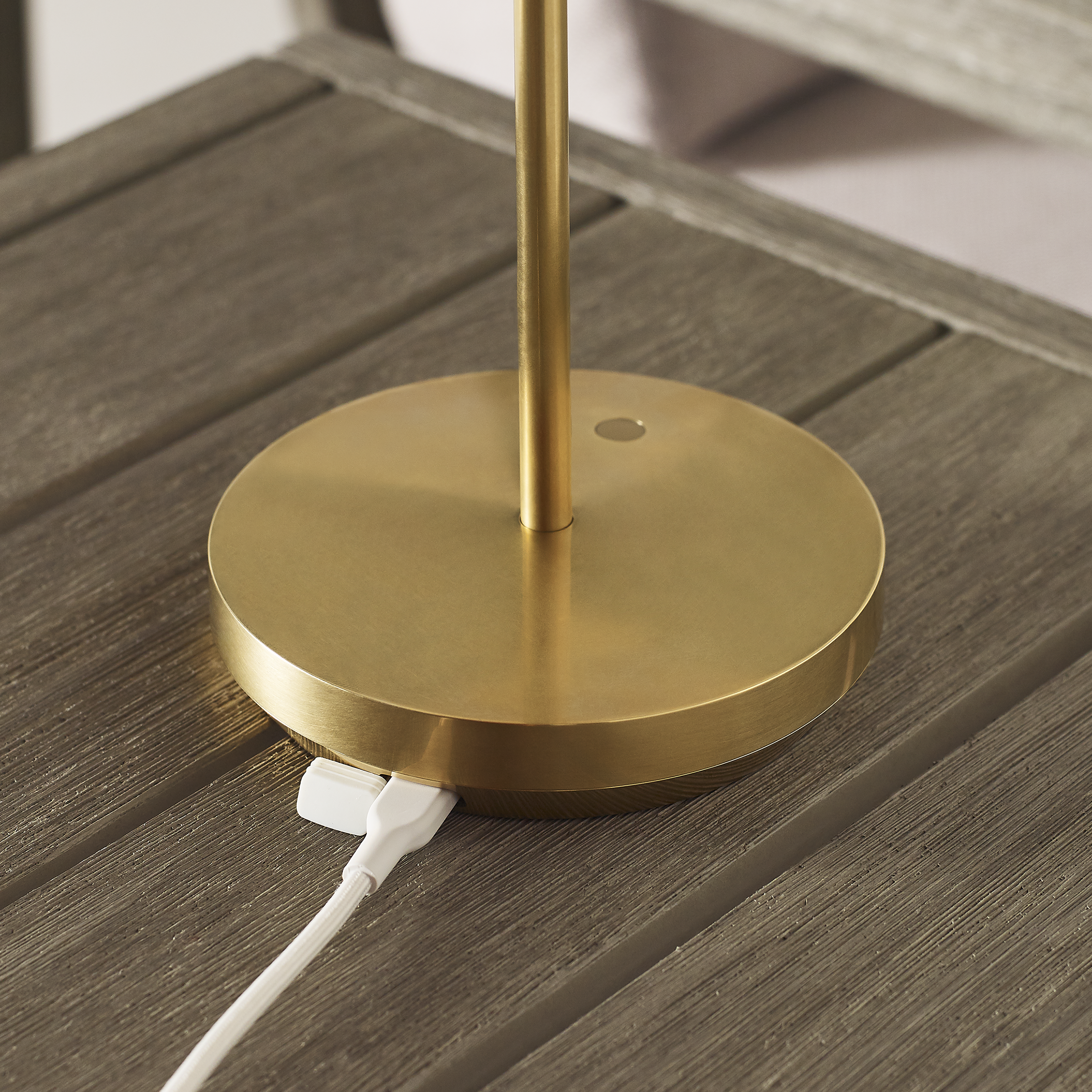 Tepa Accent Rechargeable Table Lamp Natural Brass 2700K 90 CRI wall charger included