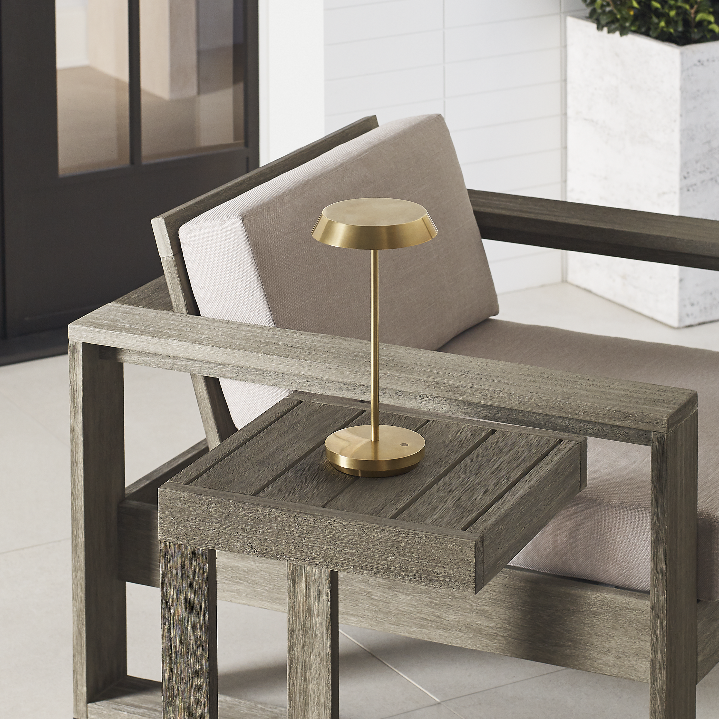 Tepa Accent Rechargeable Table Lamp Natural Brass 2700K 90 CRI wall charger included