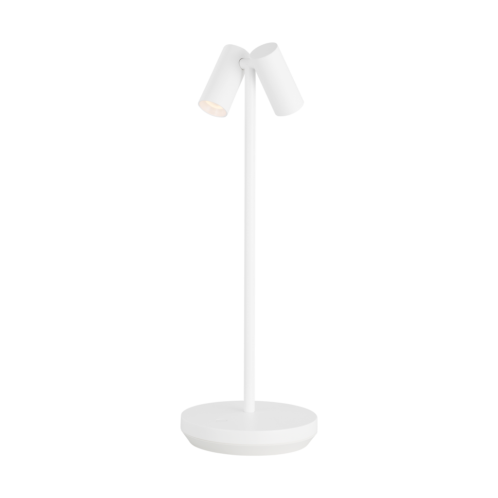 Doppia Accent Rechargeable Table Lamp matte White 2700K 90 CRI wall charger included
