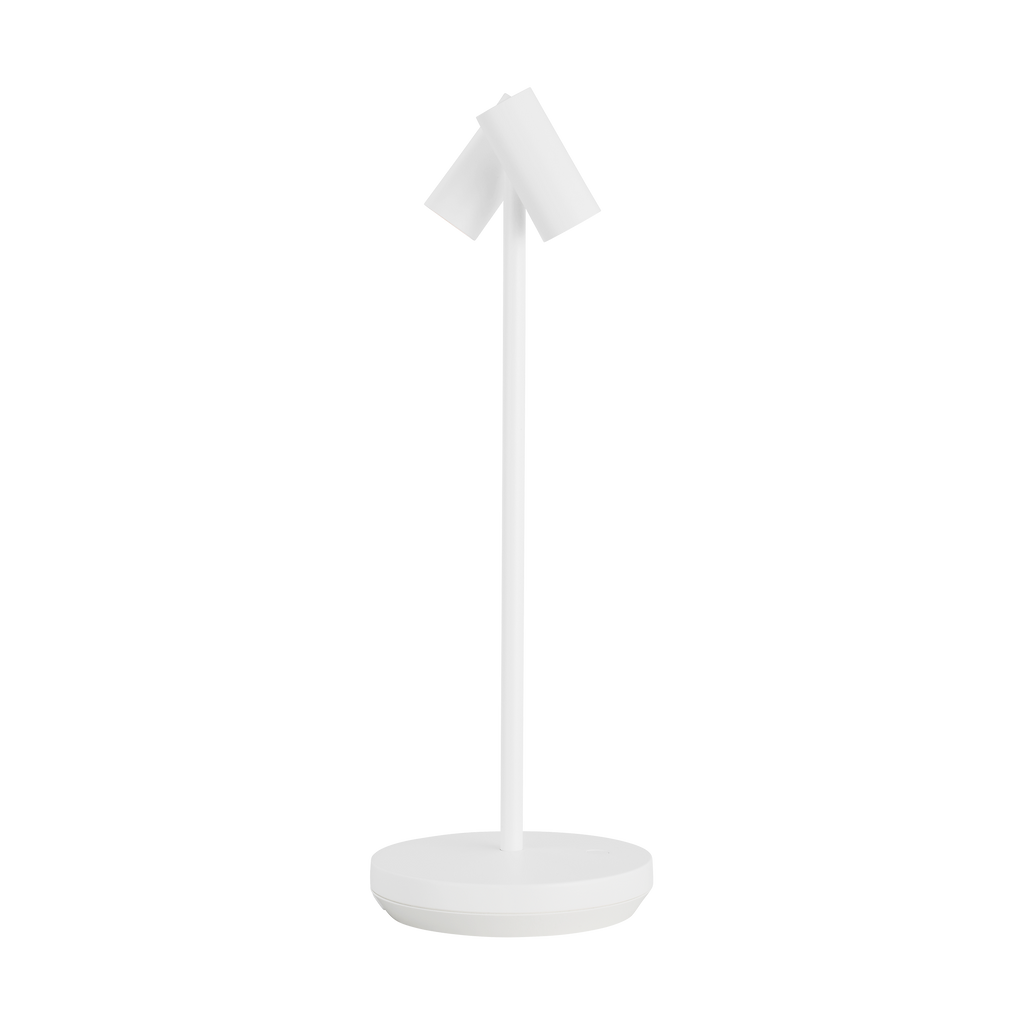 Doppia Accent Rechargeable Table Lamp matte White 2700K 90 CRI wall charger included