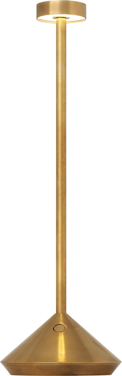 Moneta Accent Rechargeable Table Lamp Natural Brass 2700K 90 CRI wall charger included