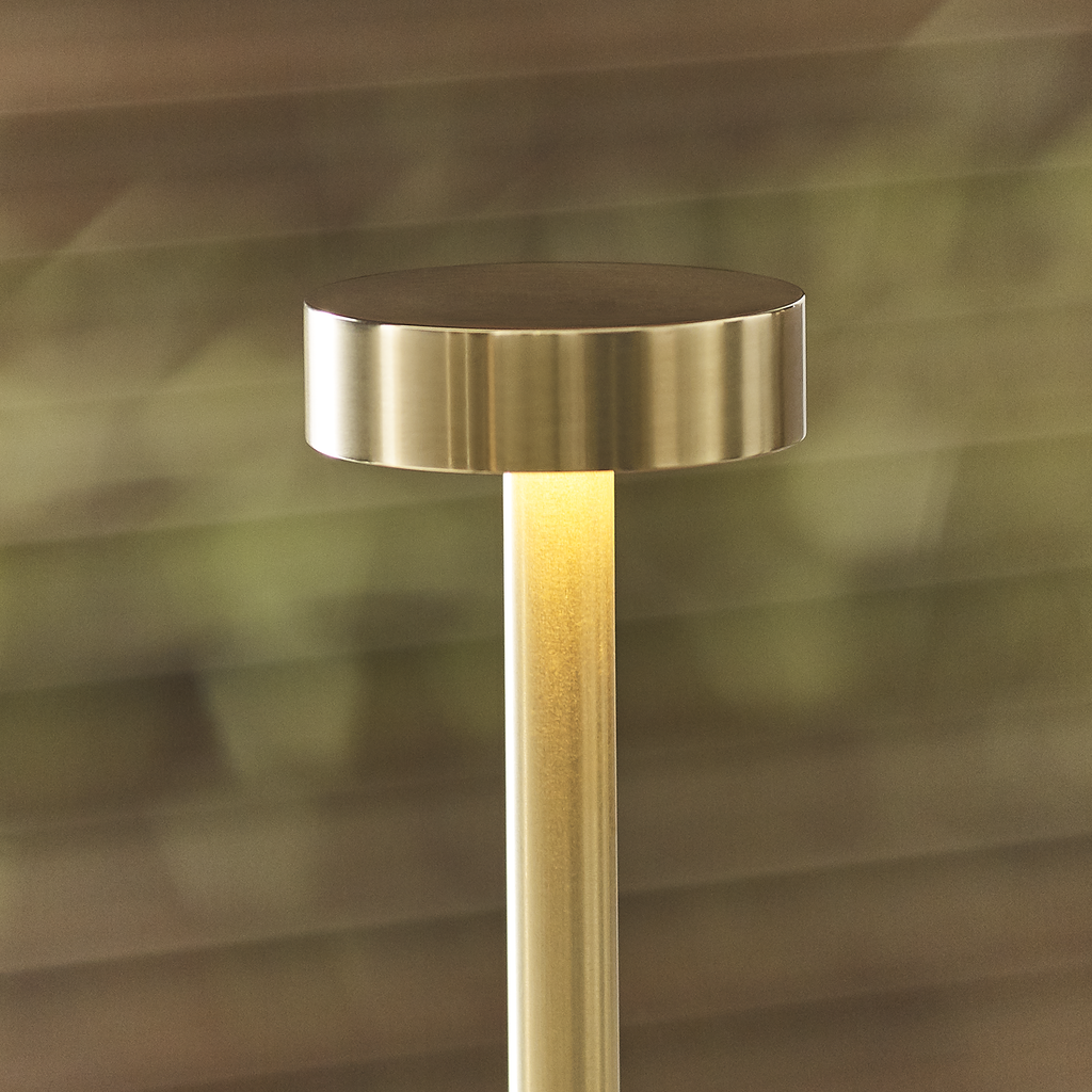 Moneta Accent Rechargeable Table Lamp Natural Brass 2700K 90 CRI wall charger included