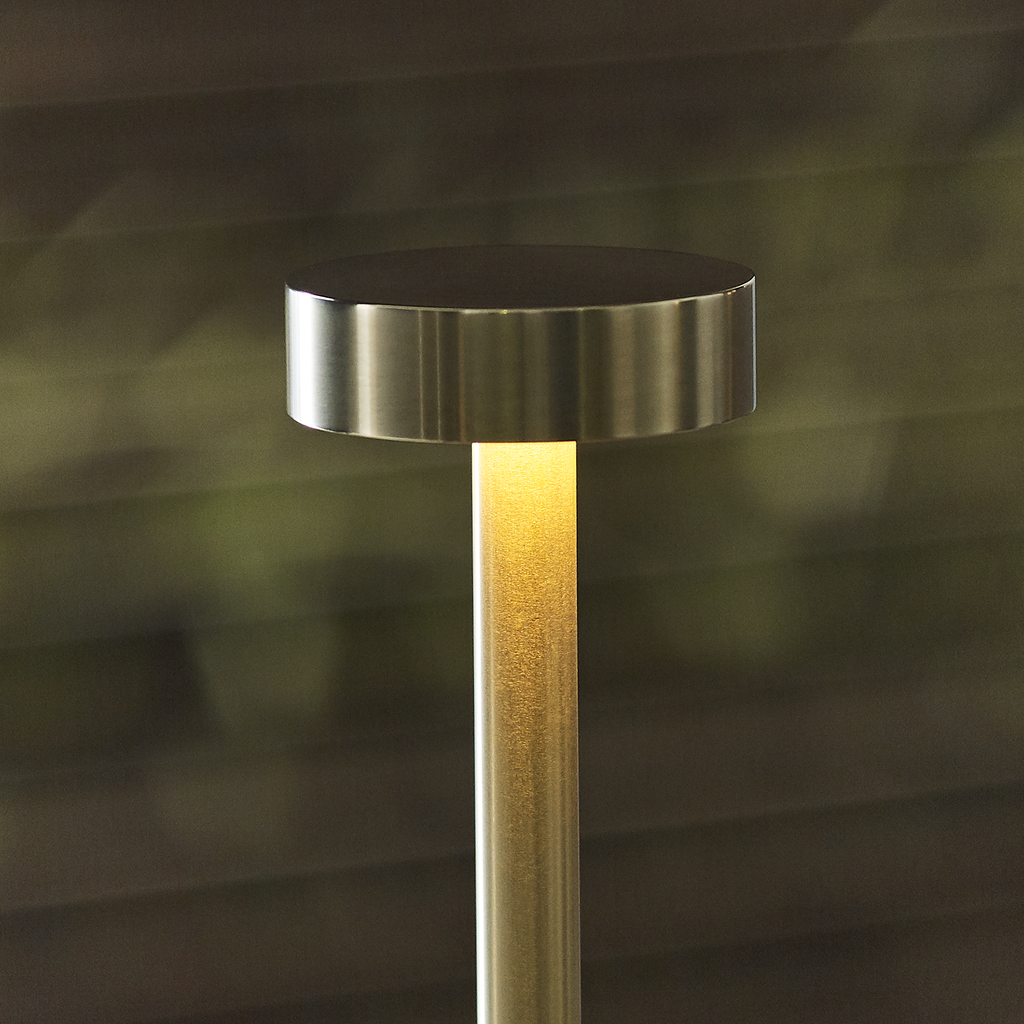 Moneta Accent Rechargeable Table Lamp Natural Brass 2700K 90 CRI wall charger included