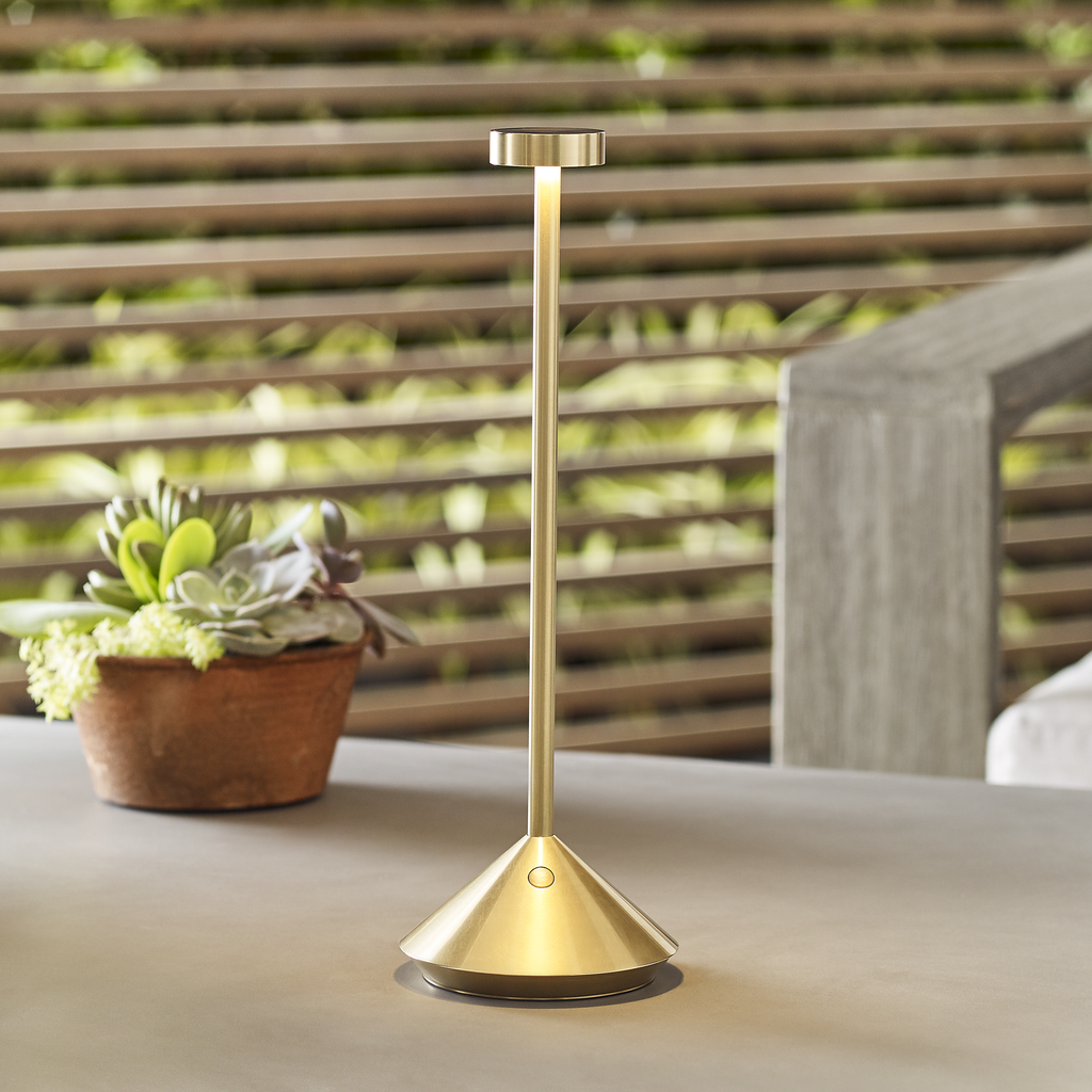 Moneta Accent Rechargeable Table Lamp Natural Brass 2700K 90 CRI wall charger included