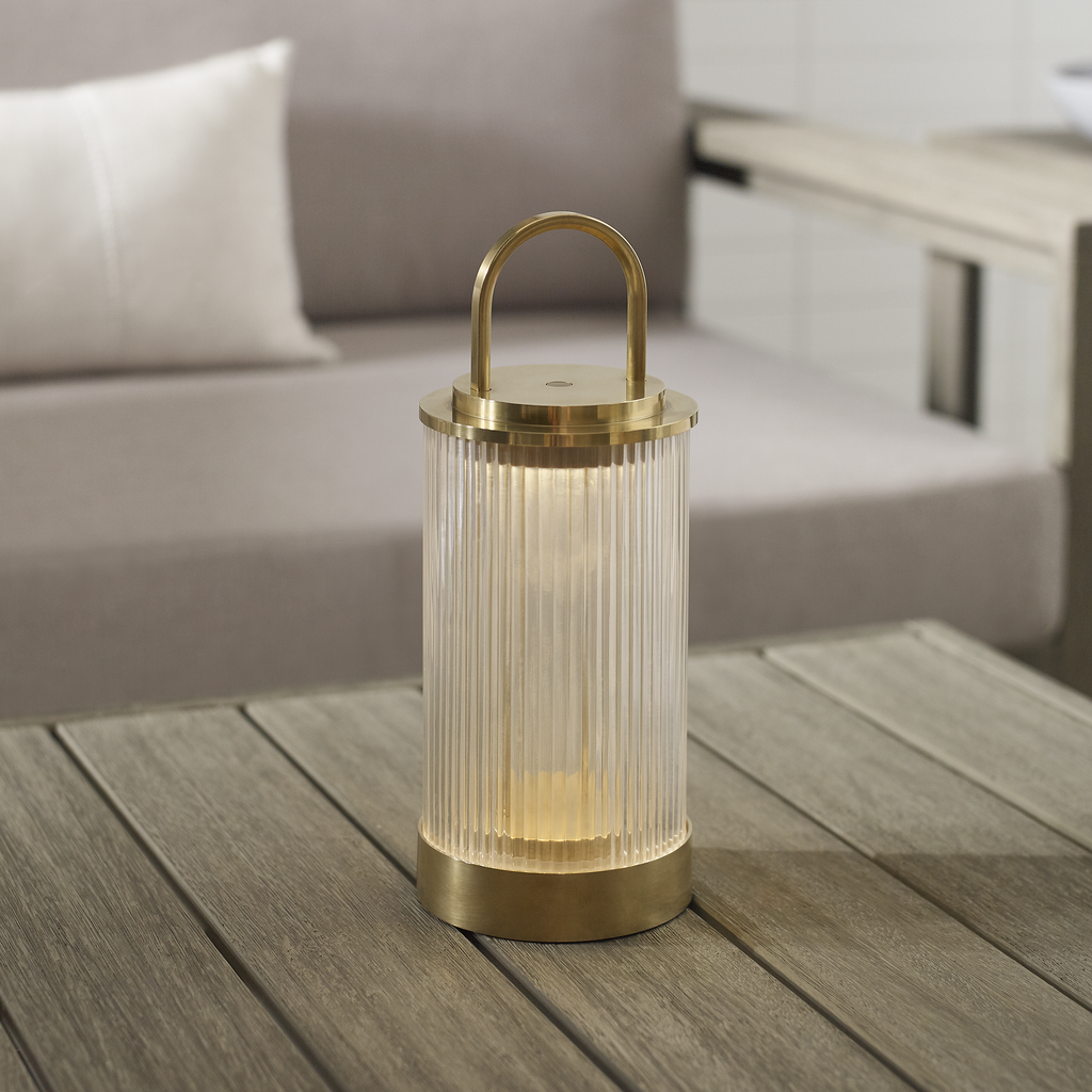 Tawa Accent Rechargeable Table Lamp Natural Brass 2700K 90 CRI wall charger included