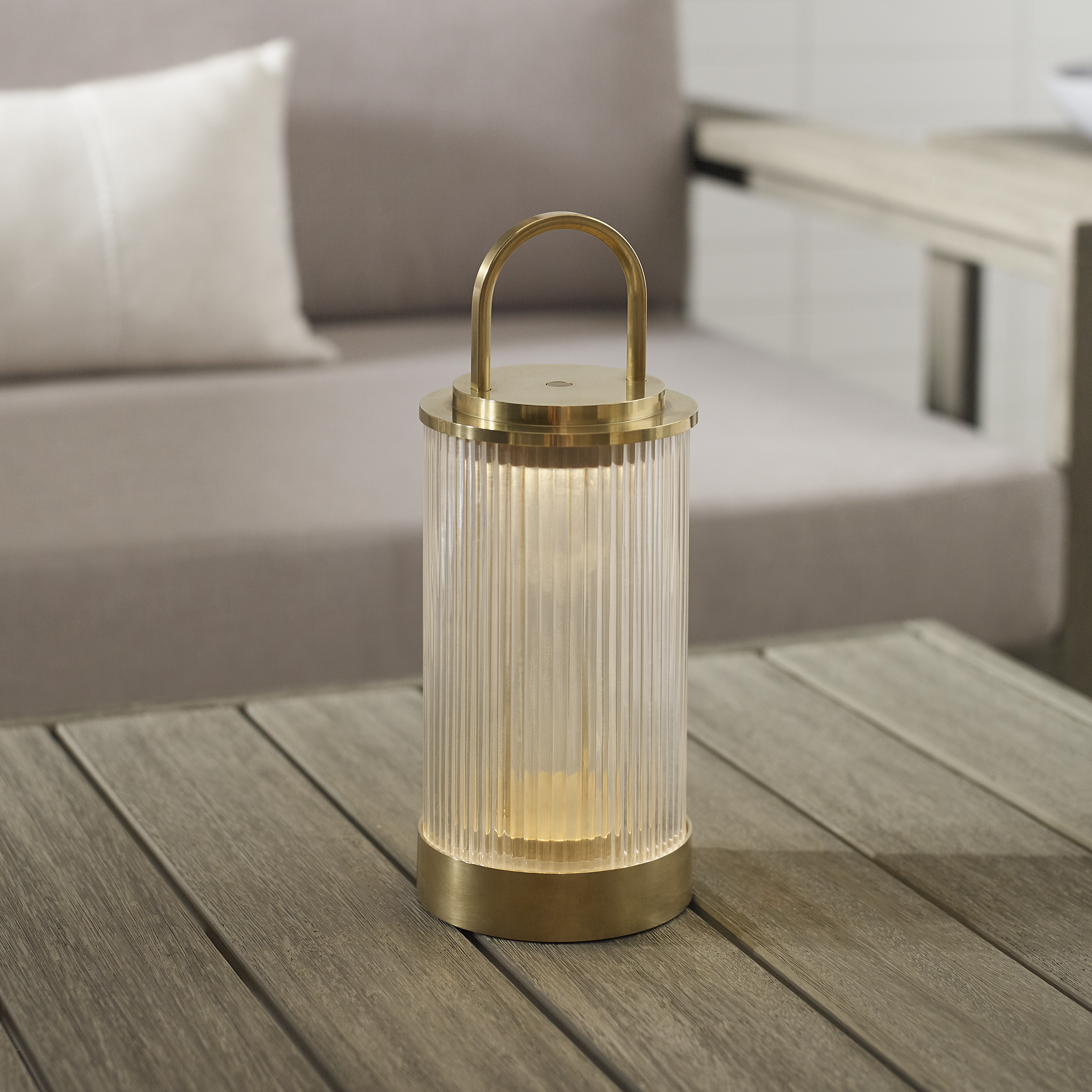 Tawa Accent Rechargeable Table Lamp Natural Brass 2700K 90 CRI wall charger included