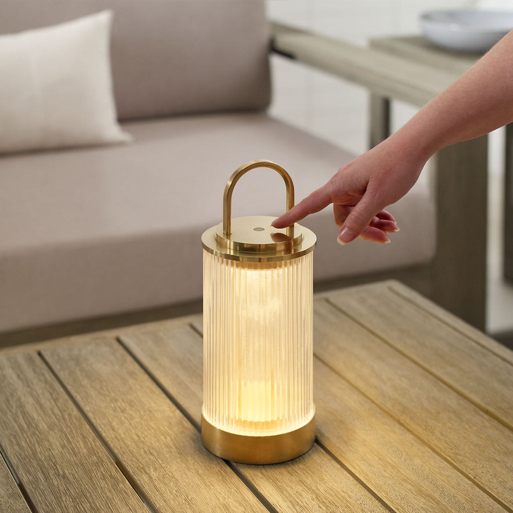 Tawa Accent Rechargeable Table Lamp Natural Brass 2700K 90 CRI wall charger included