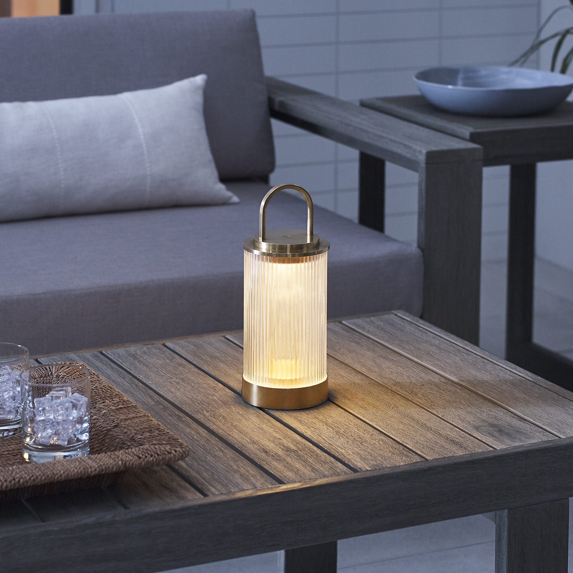 Tawa Accent Rechargeable Table Lamp Natural Brass 2700K 90 CRI wall charger included