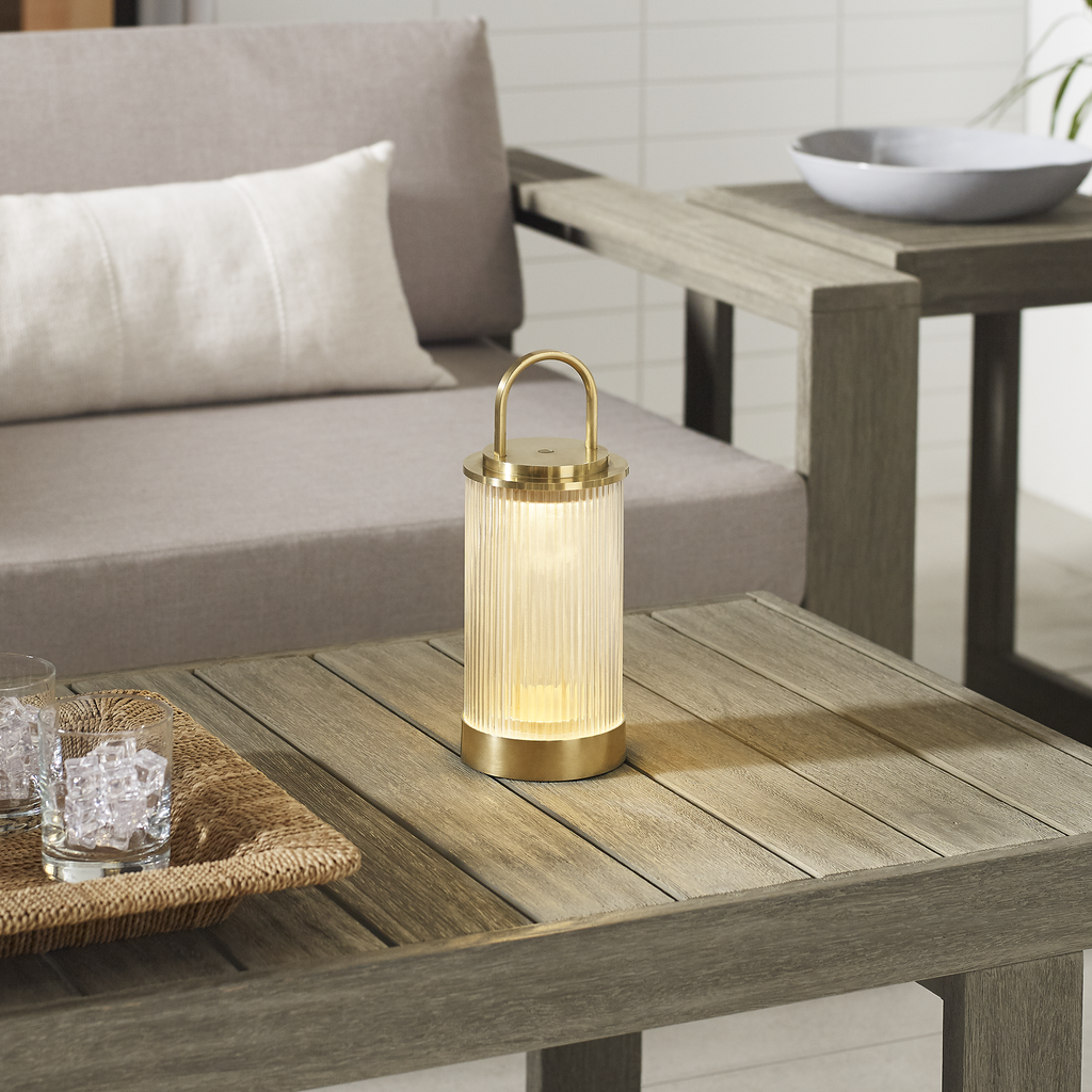 Tawa Accent Rechargeable Table Lamp Natural Brass 2700K 90 CRI wall charger included